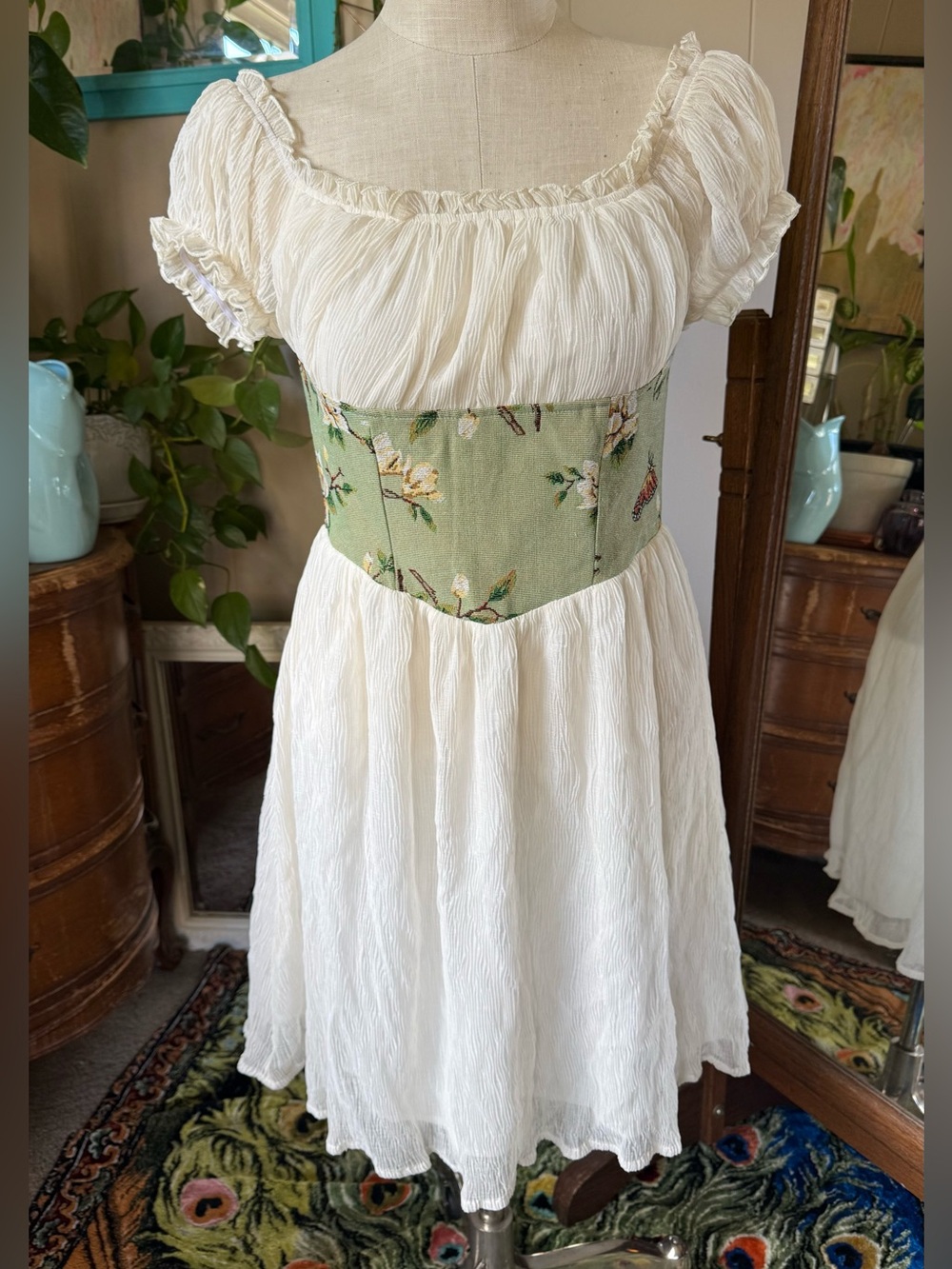 Cider Butterfly Brocade Corset Top Dress REN Fest, Size L